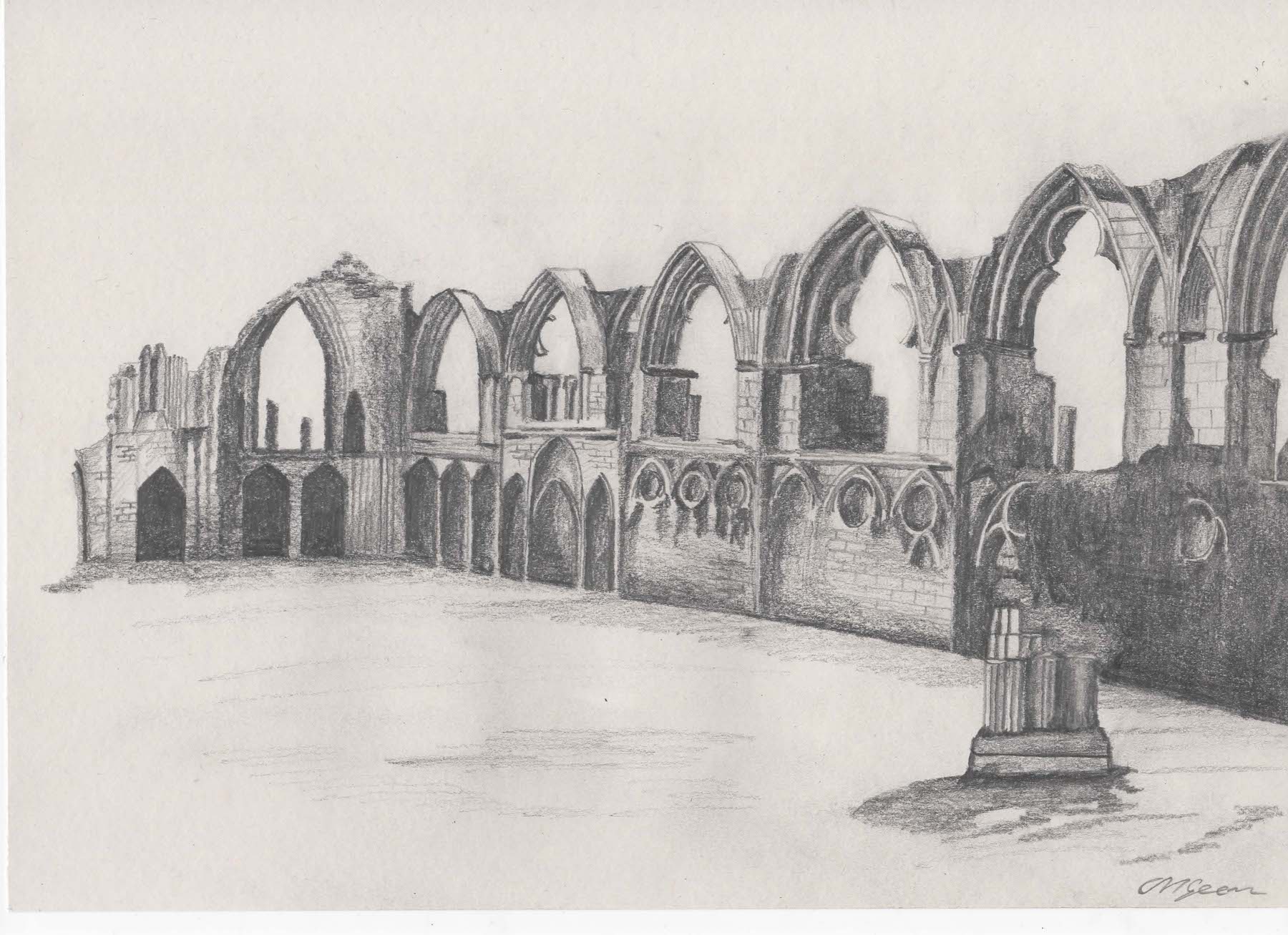 Pencil Drawing of St Mary's Abbey